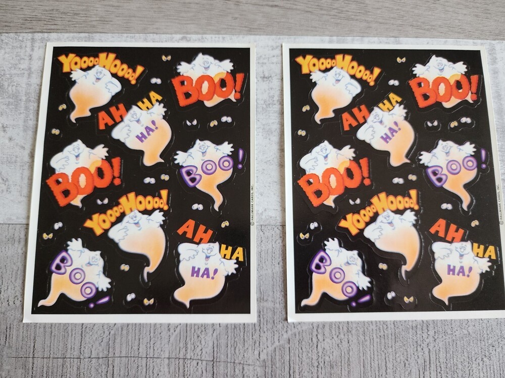 Vintage Halloween Ghost Stickers Heartline Hallmark Scrapbook New 2 Sheets #48